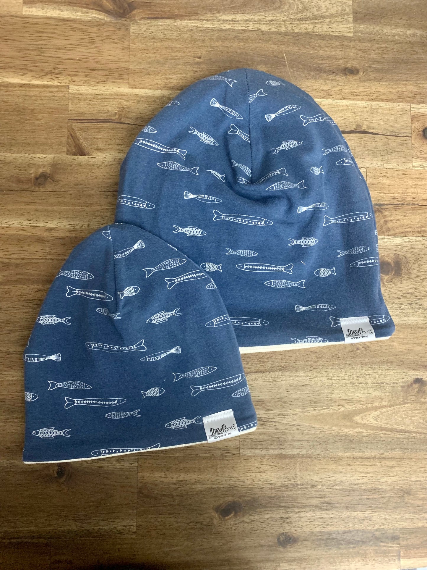 Slouchy Toque - Navy Fish Sketch