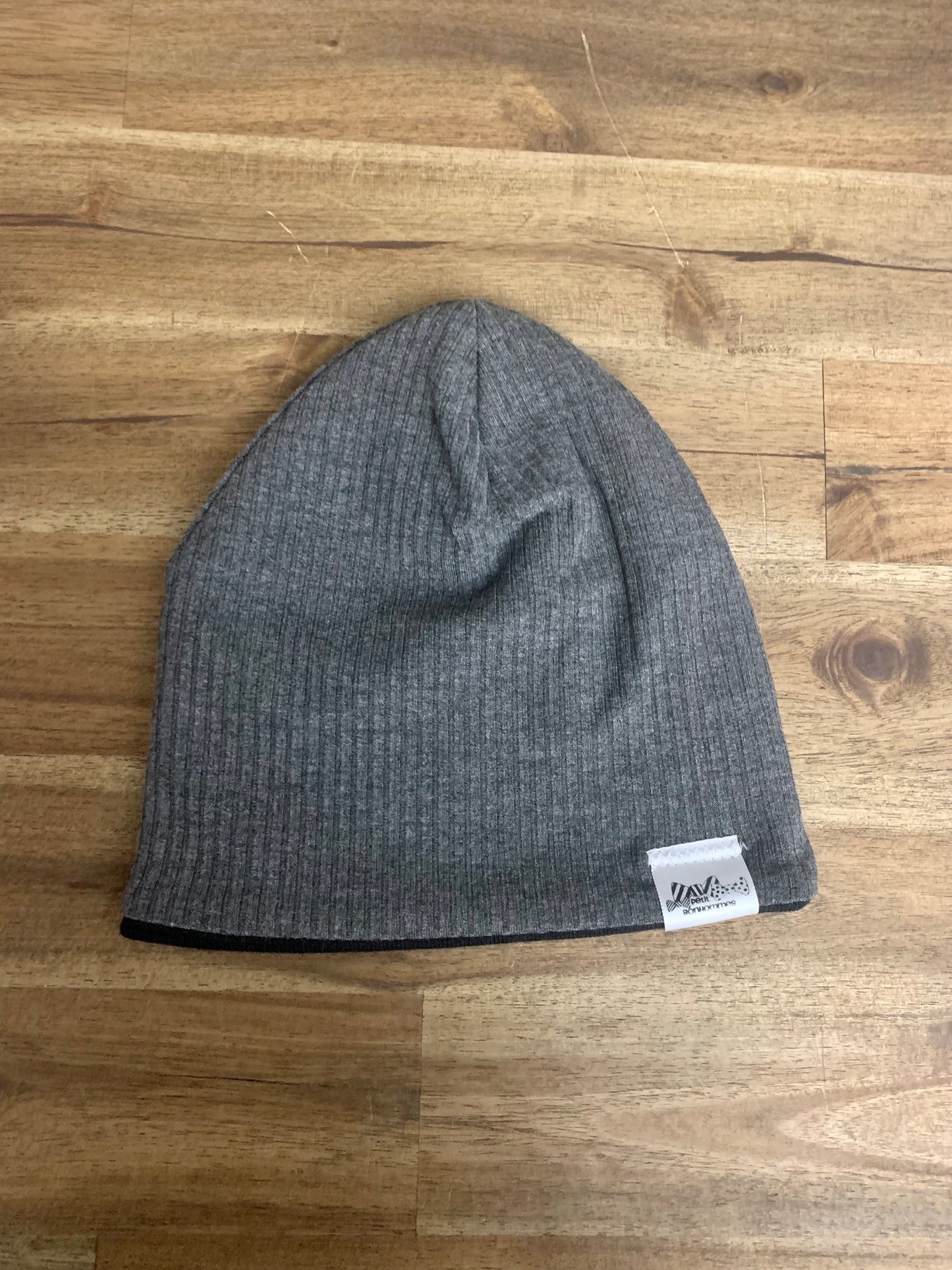 Slouchy Toque - Grey Rib Knit