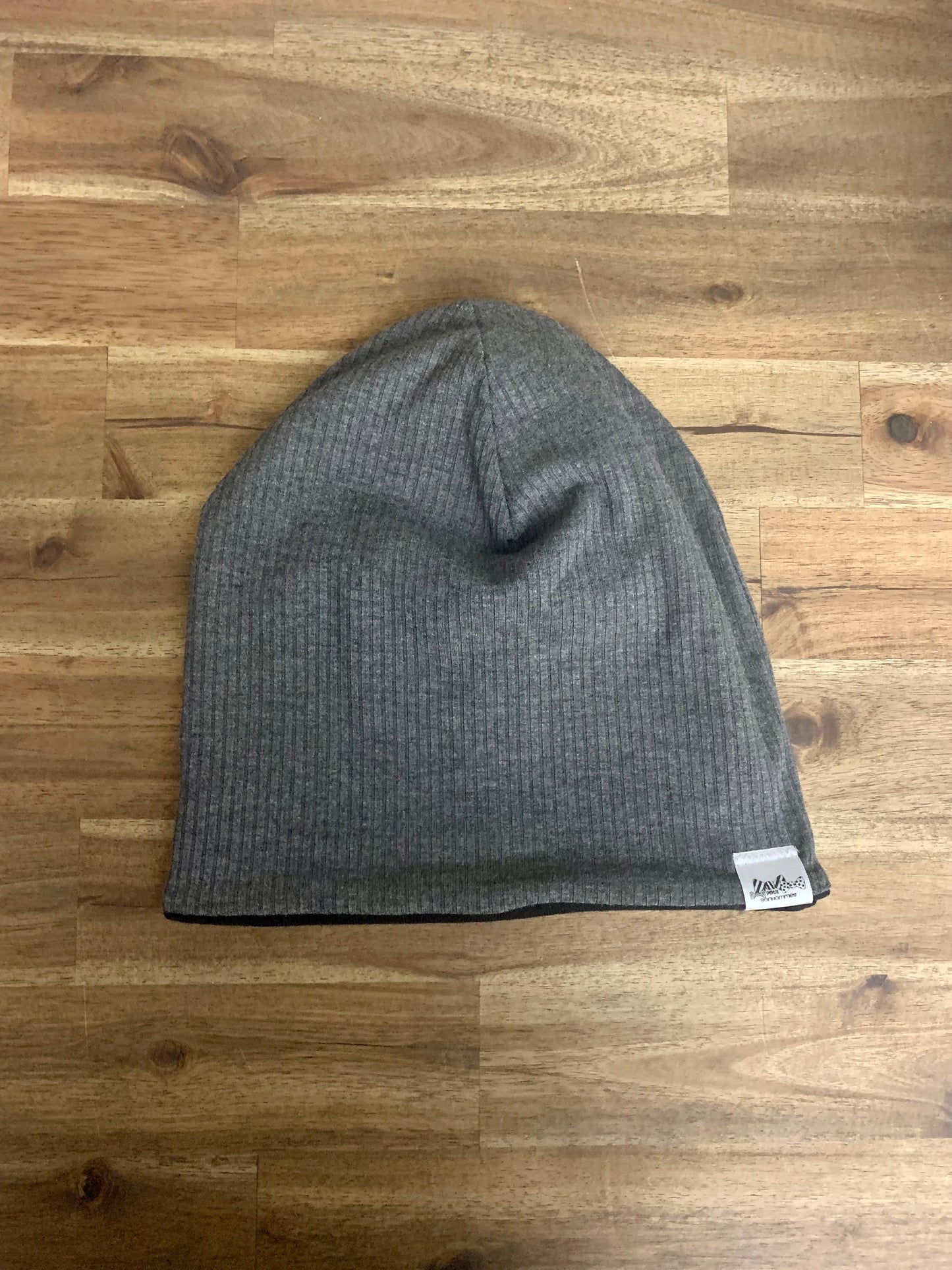 Slouchy Toque - Grey Rib Knit