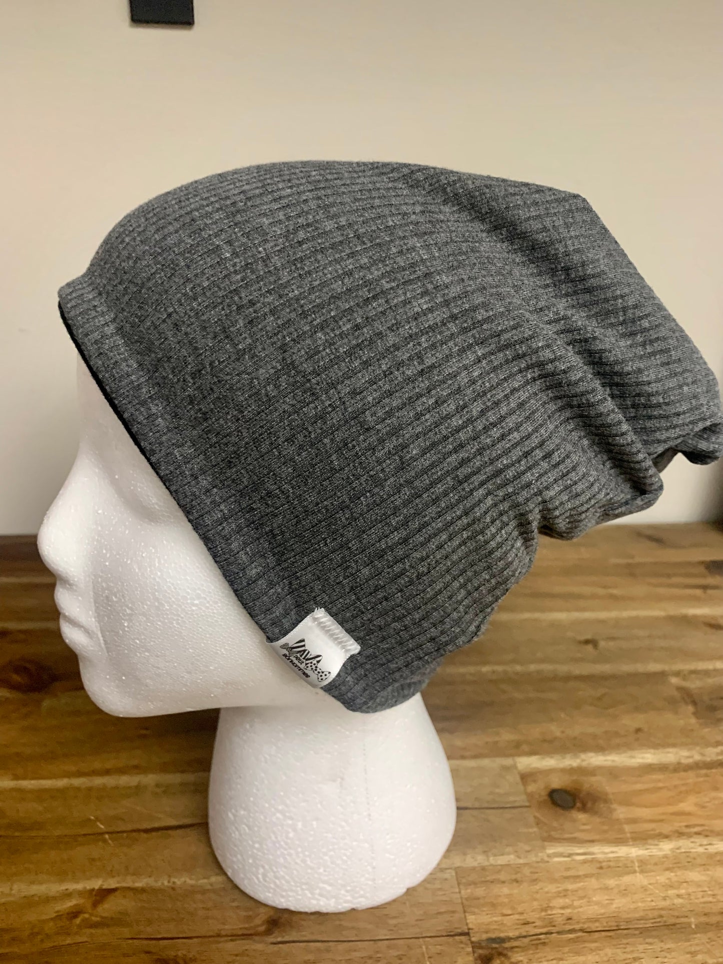 Slouchy Toque - Grey Rib Knit