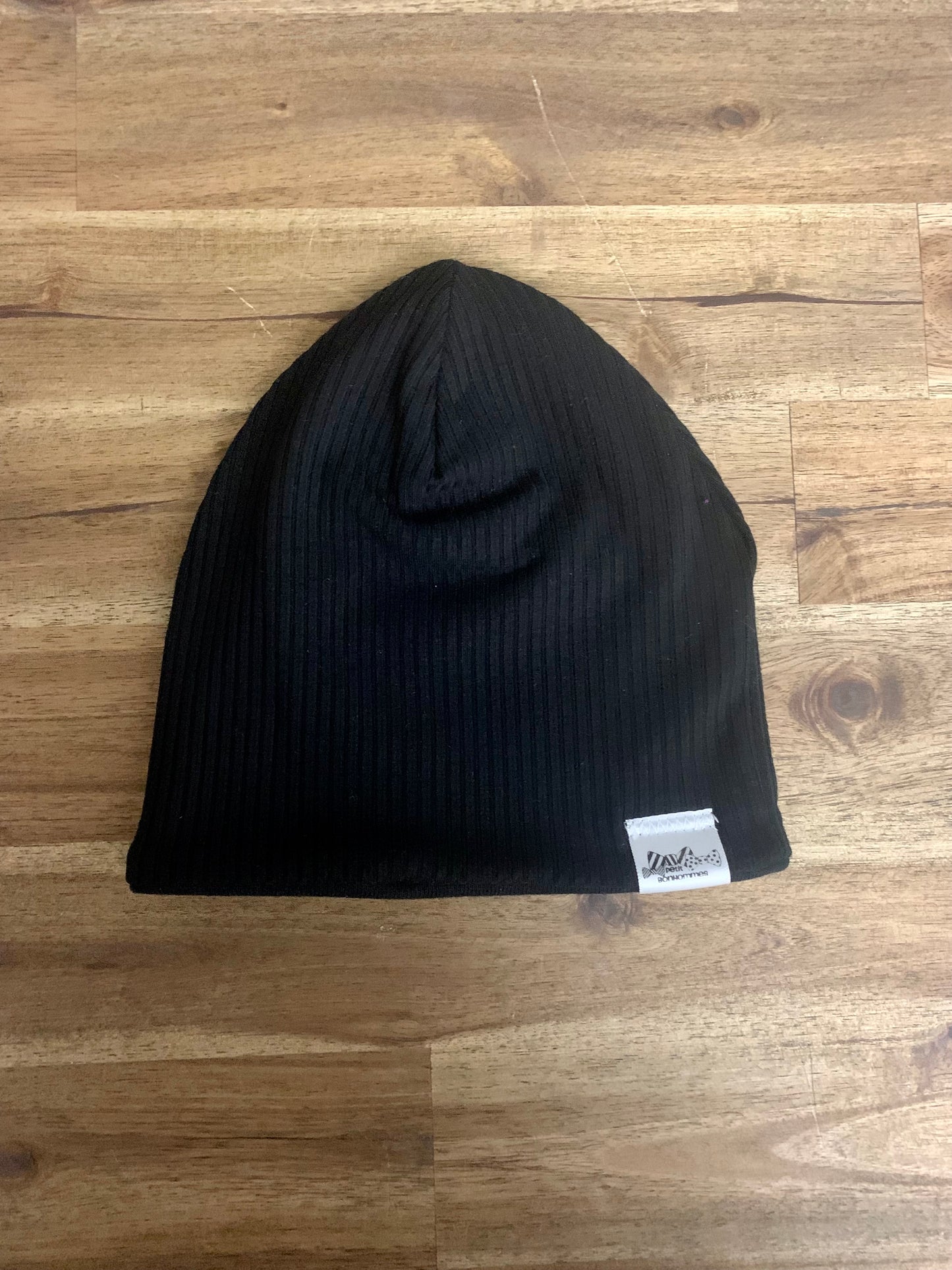 Slouchy Toque - Black Rib Knit