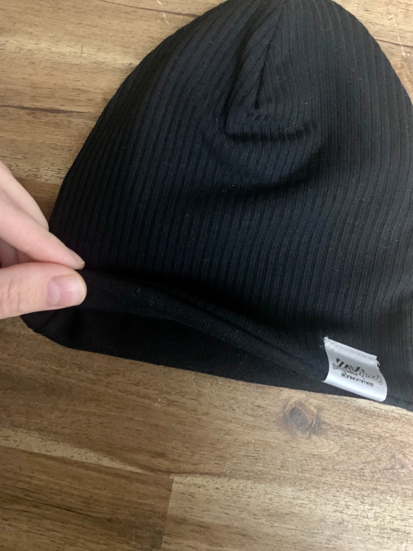 Slouchy Toque - Black Rib Knit