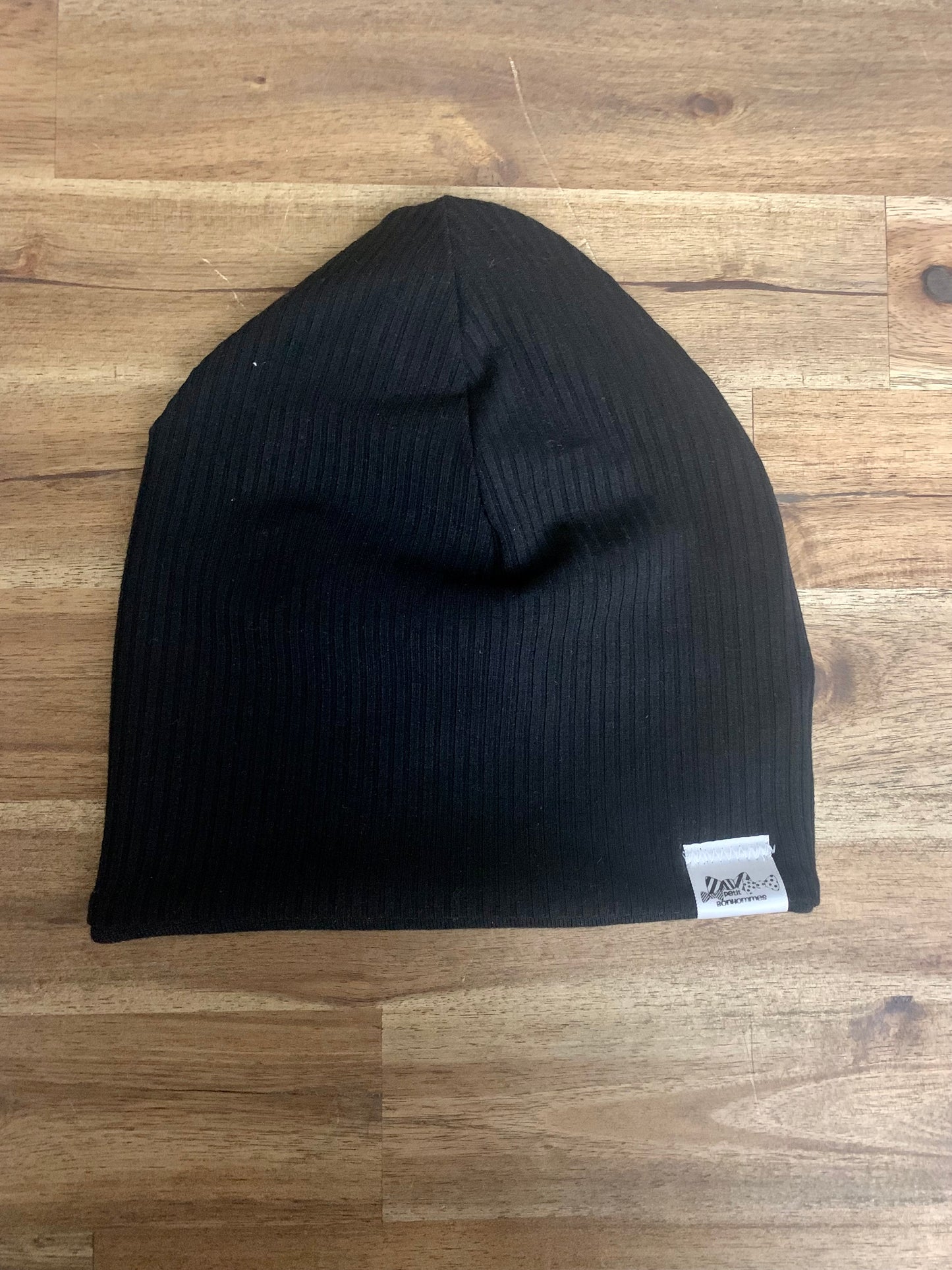 Slouchy Toque - Black Rib Knit