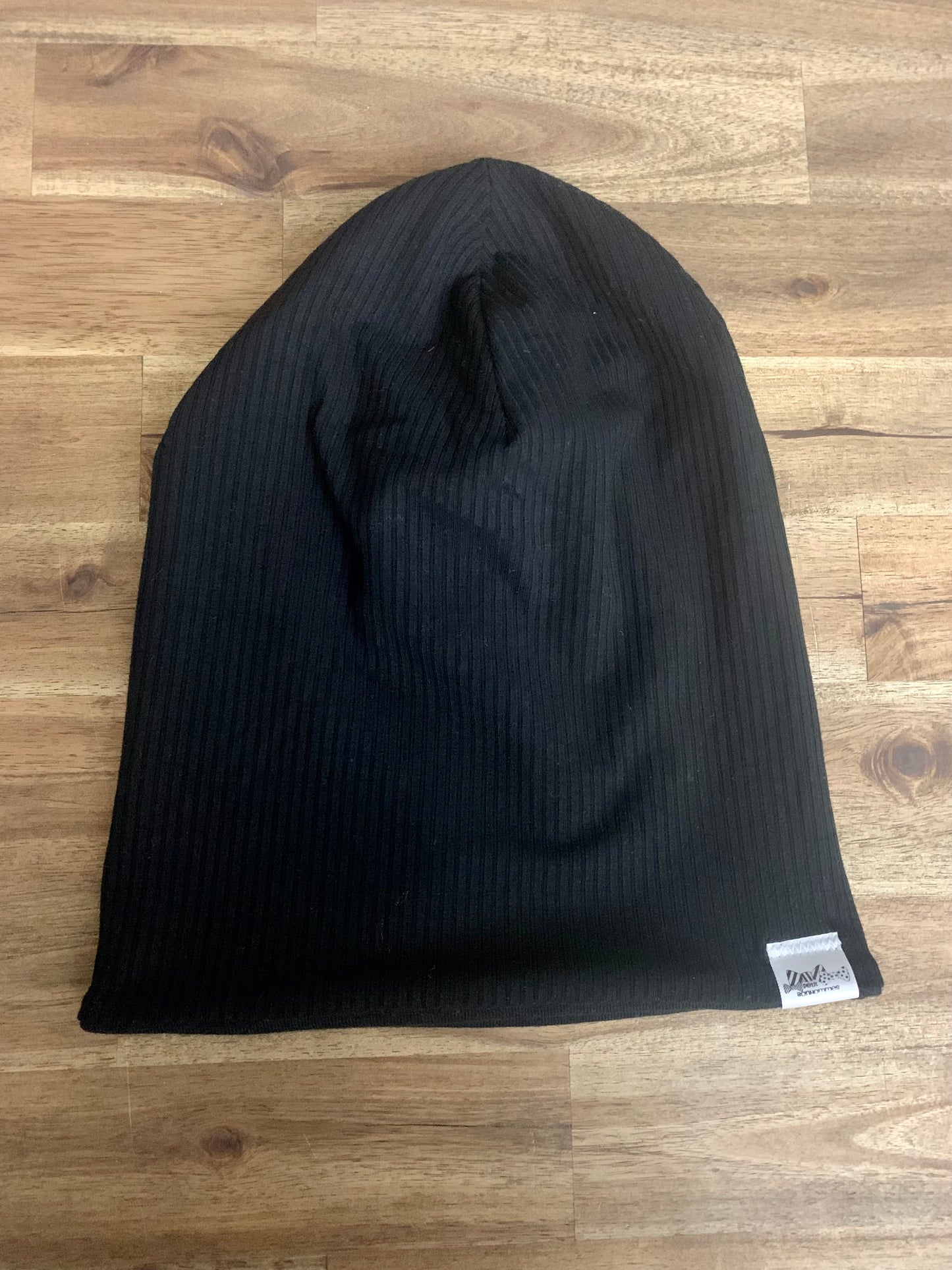 Slouchy Toque - Black Rib Knit