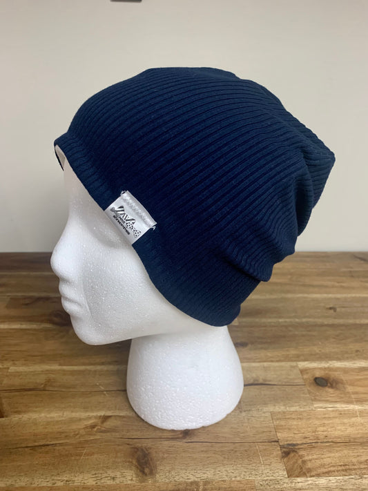 Slouchy Toque - Navy Rib Knit
