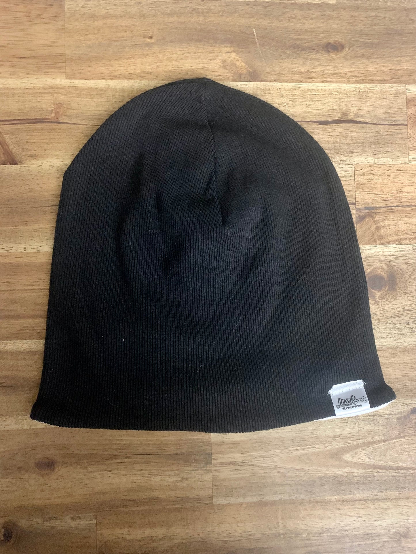 Slouchy Toque - Black Micro Rib Knit