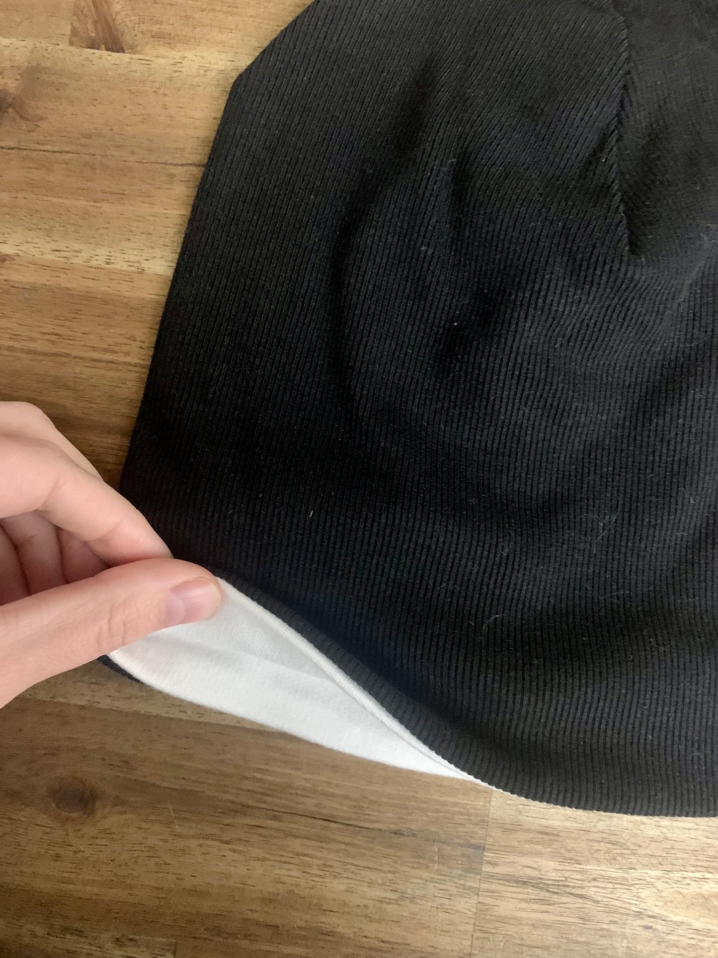 Slouchy Toque - Black Micro Rib Knit