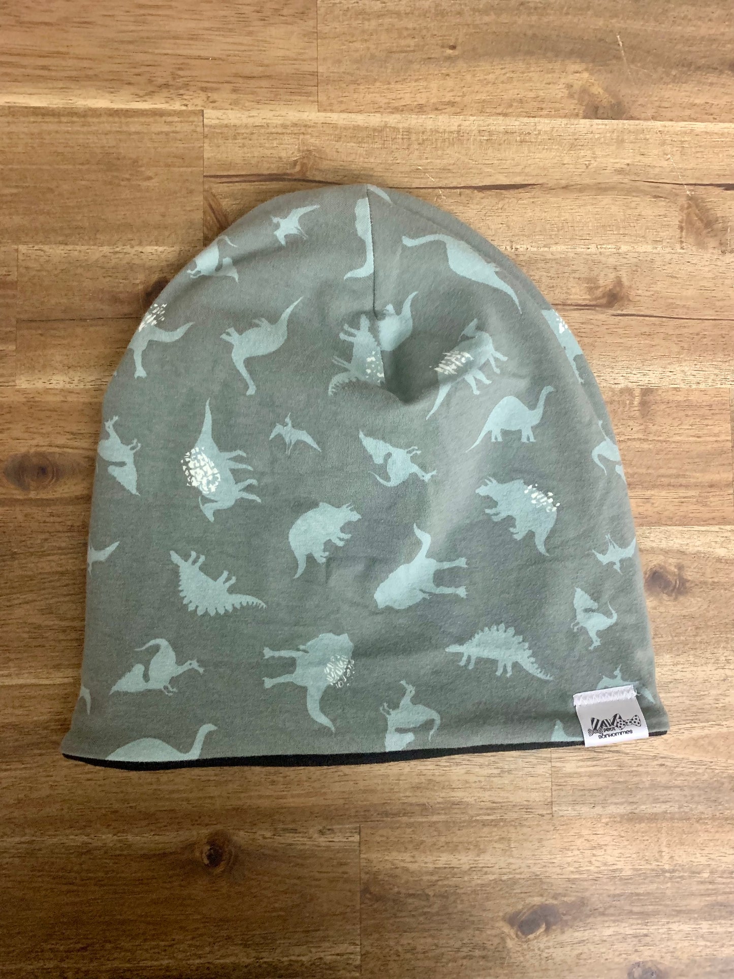 Slouchy Toque - Dinosaurs Olive Grey