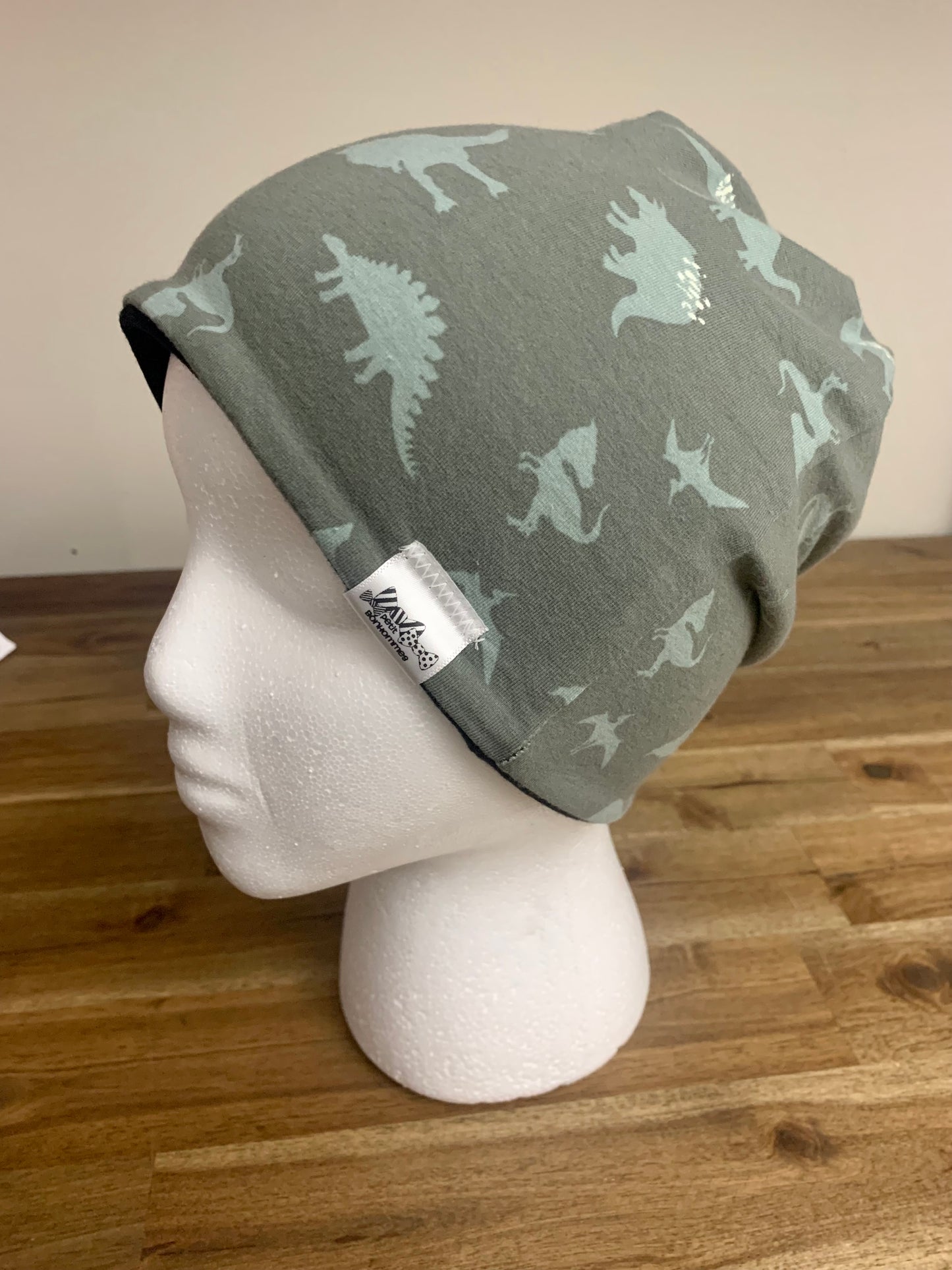 Slouchy Toque - Dinosaurs Olive Grey