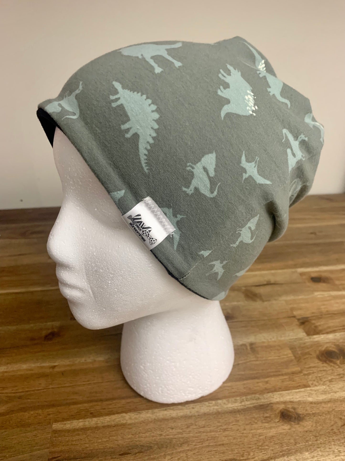 Slouchy Toque - Dinosaurs Olive Grey