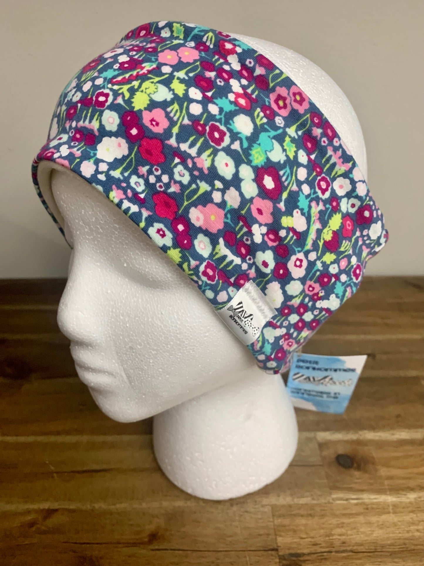 Ear Warmer - Mini Flowers Teal Purple