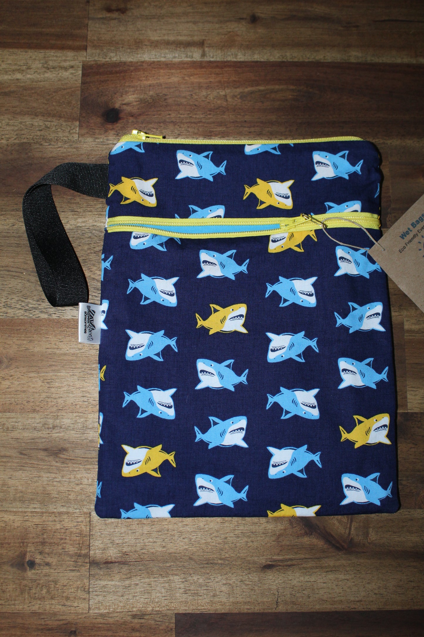 Wet Bag - Sharks Blue Yellow
