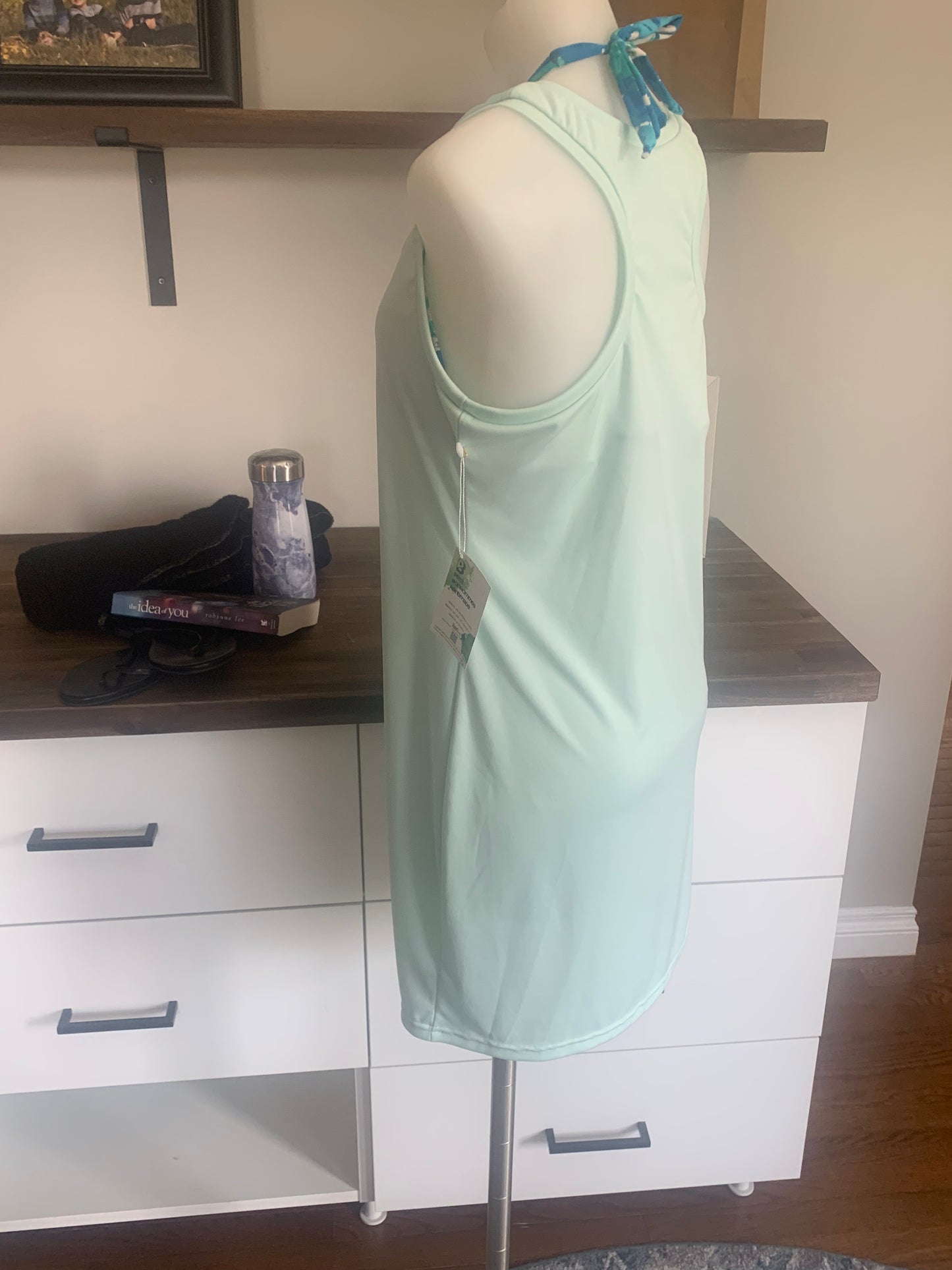 UPF 50 Women's Racerback Tank Dress - Aqua