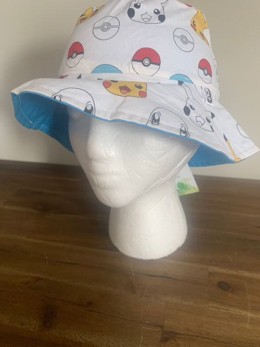 Bucket Hat - Pokemon Starters Pokeballs on White