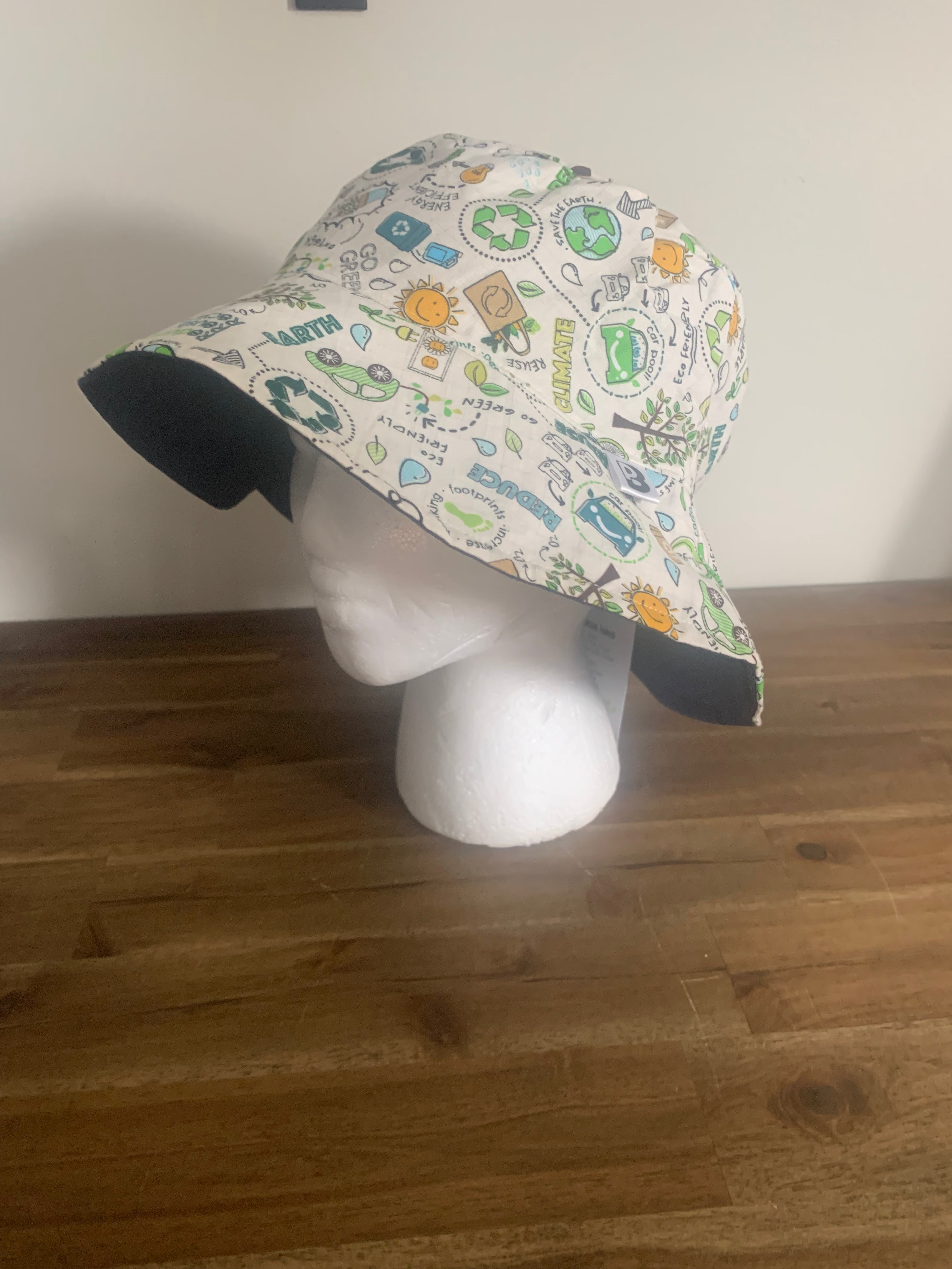 Bucket Hat - Reduce Reuse Recycle Green – Petit Bonhommes Handmade & Fabric