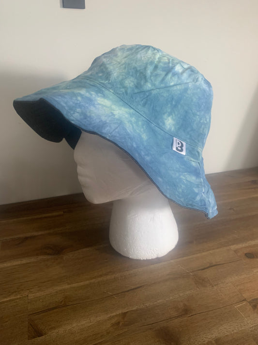 Bucket Hat - Custom Tie Dye - Blue Yellow