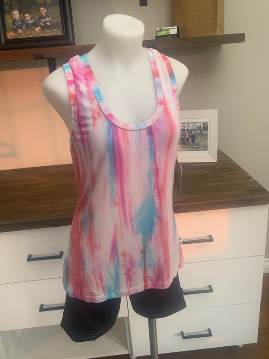 Bamboo Women's Racerback Tie Dye Tank Top - Pink Blue