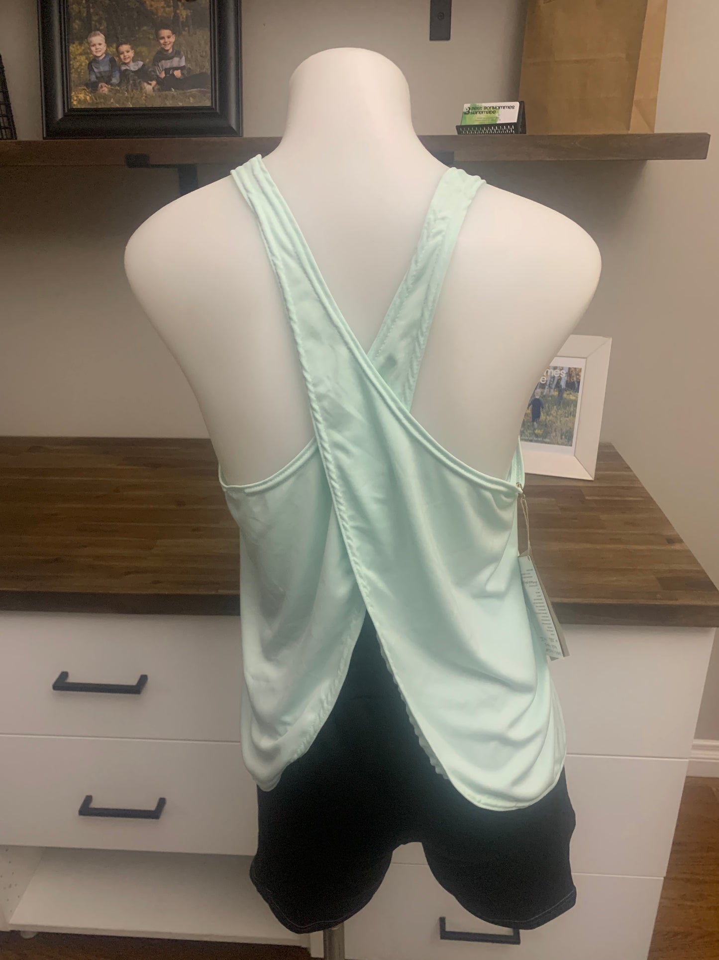 Activewear Women's Crossover Back Tank Top - Aqua