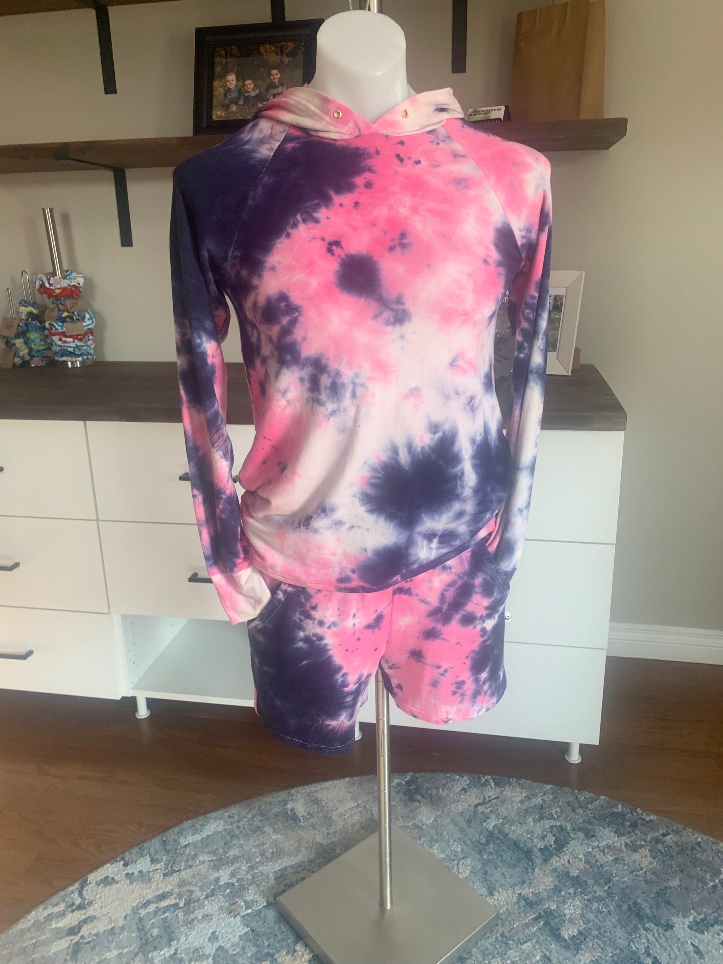 Bamboo Hoodies Tie Dye - Pink/Navy