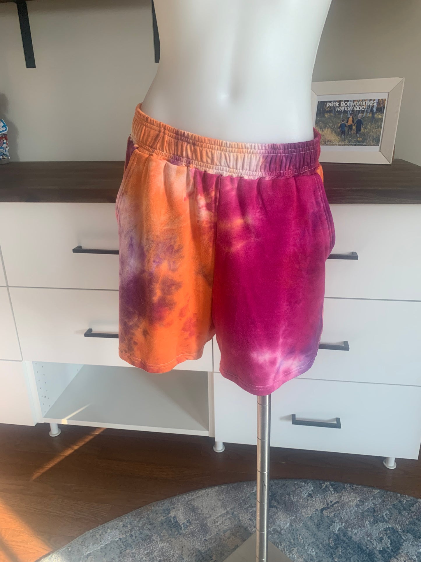 Bamboo Jogger Shorts Tie Dye - Orange/Purple/Fuschia