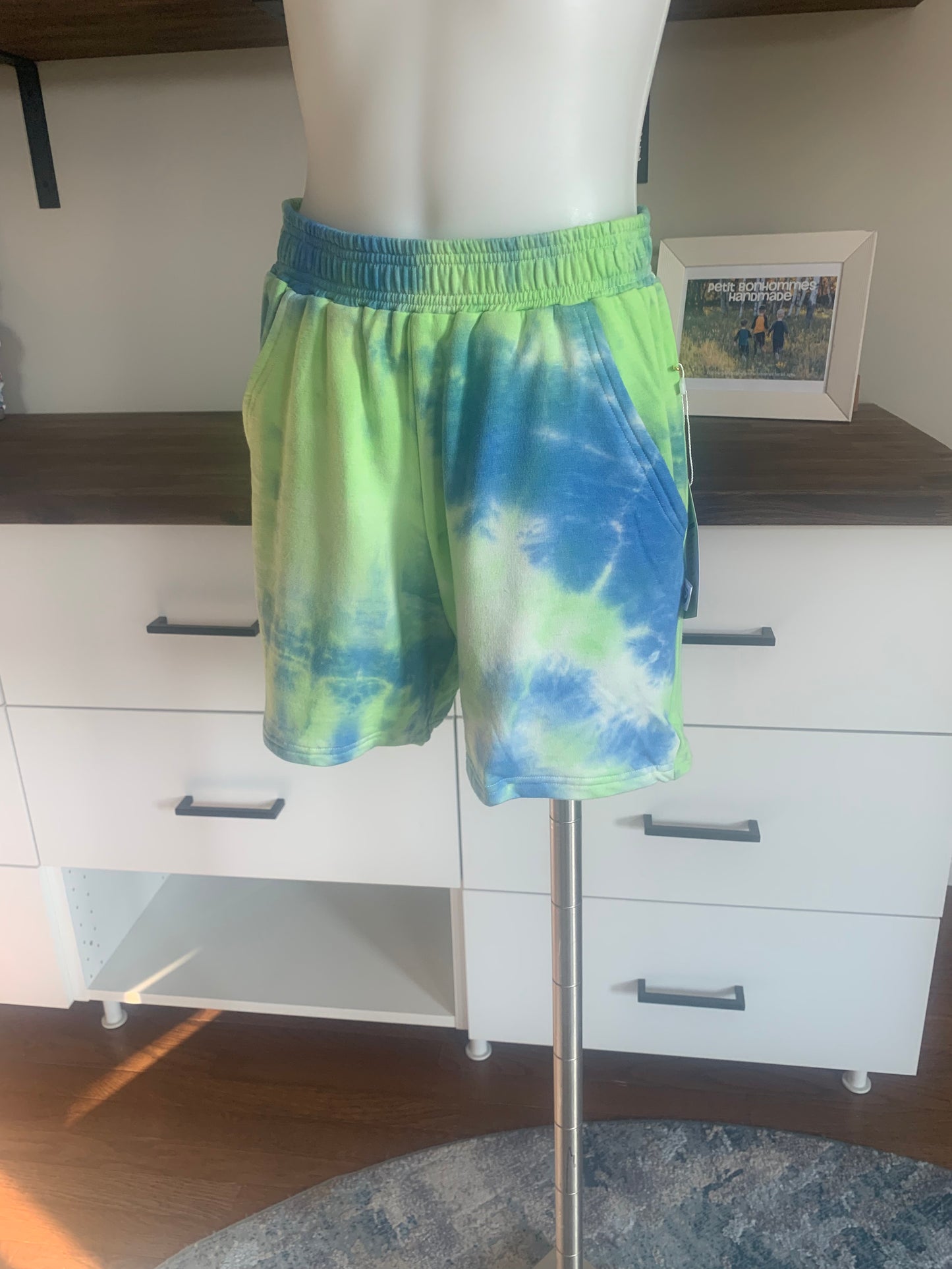 Bamboo Jogger Shorts Tie Dye - Green/Blue