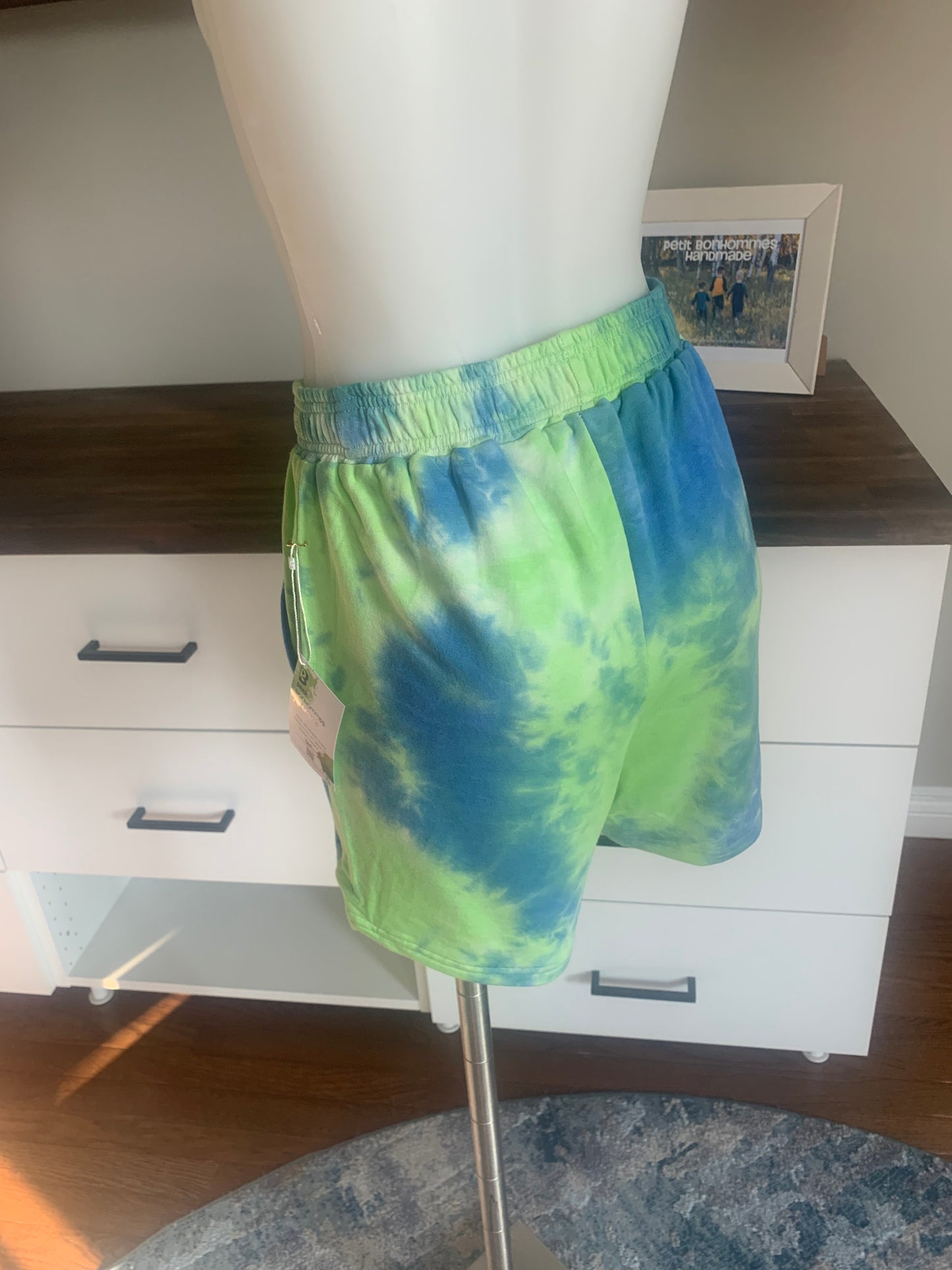 Bamboo Jogger Shorts Tie Dye - Green/Blue