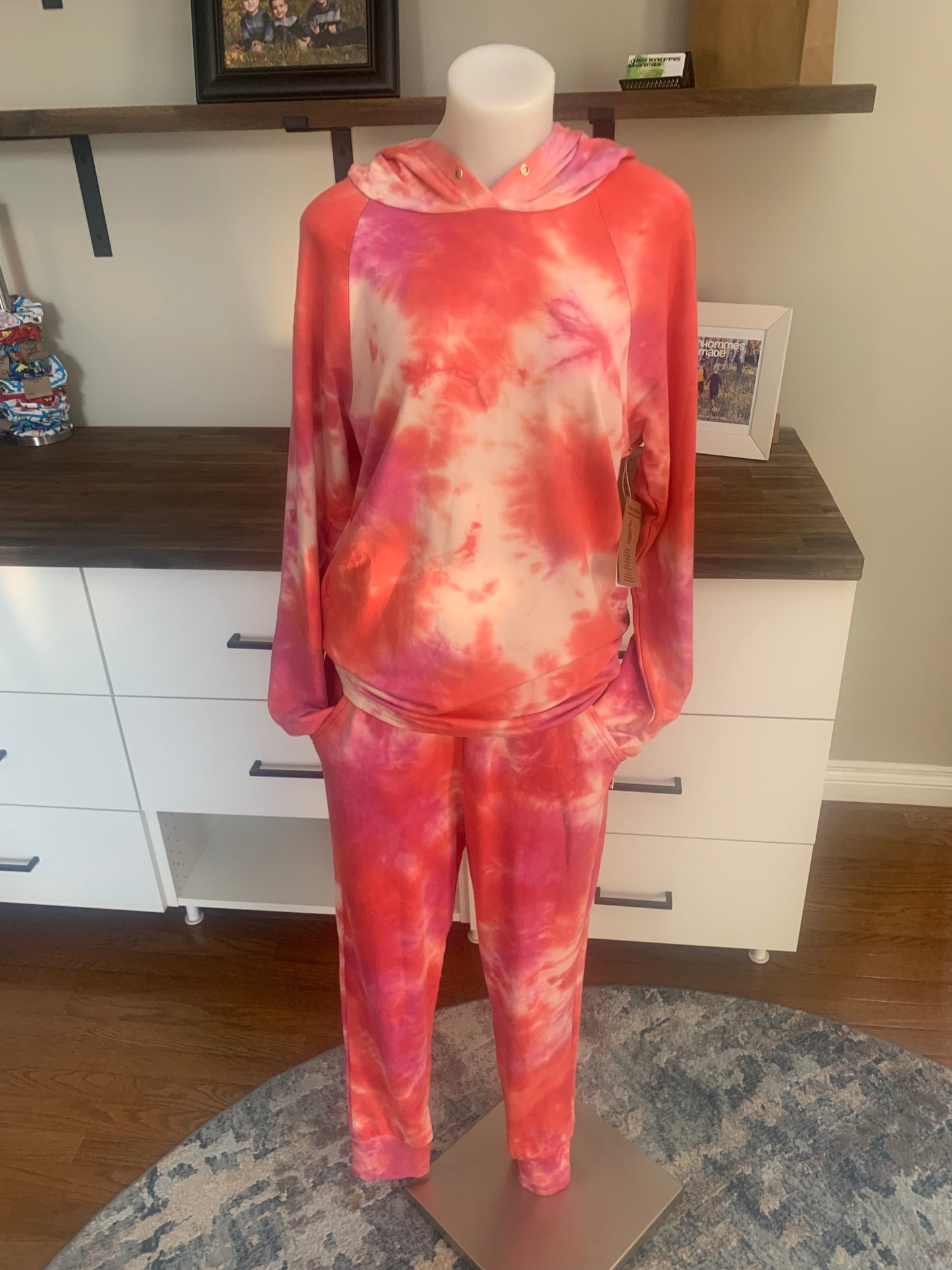 Bamboo Hoodies Tie Dye - Coral/Raspberry