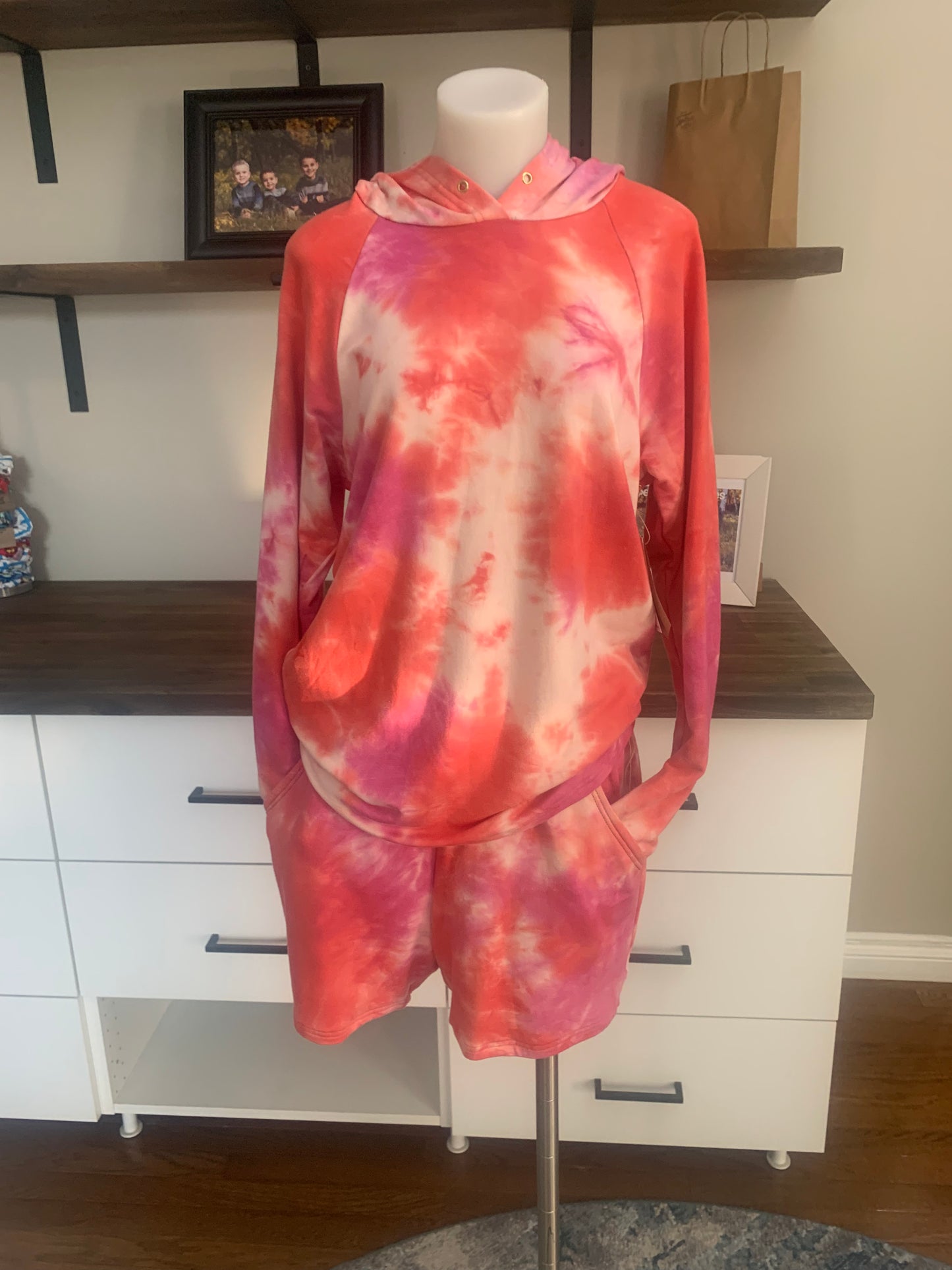 Bamboo Hoodies Tie Dye - Coral/Raspberry