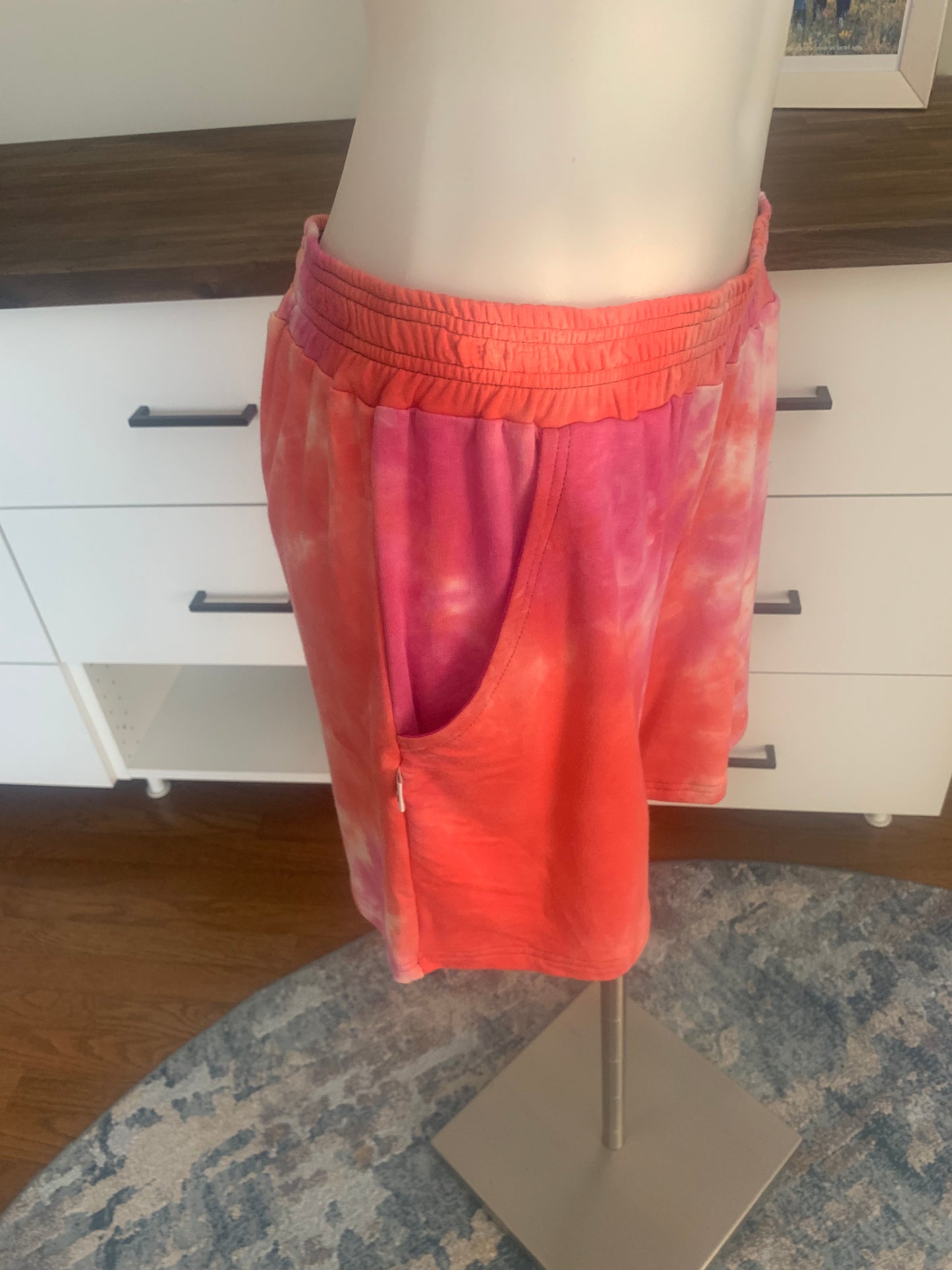 Bamboo Jogger Shorts Tie Dye - Coral/Raspberry