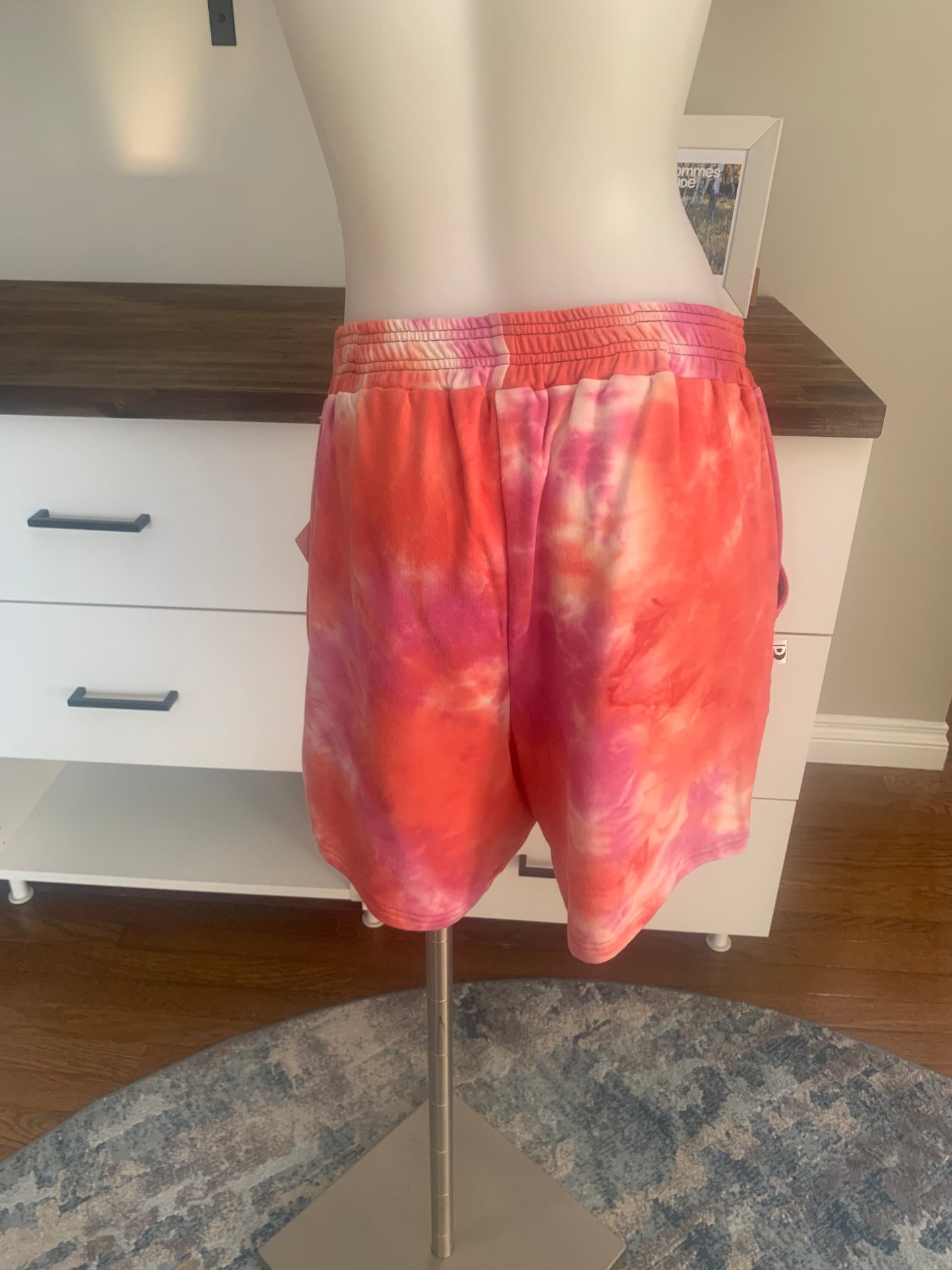 Bamboo Jogger Shorts Tie Dye - Coral/Raspberry