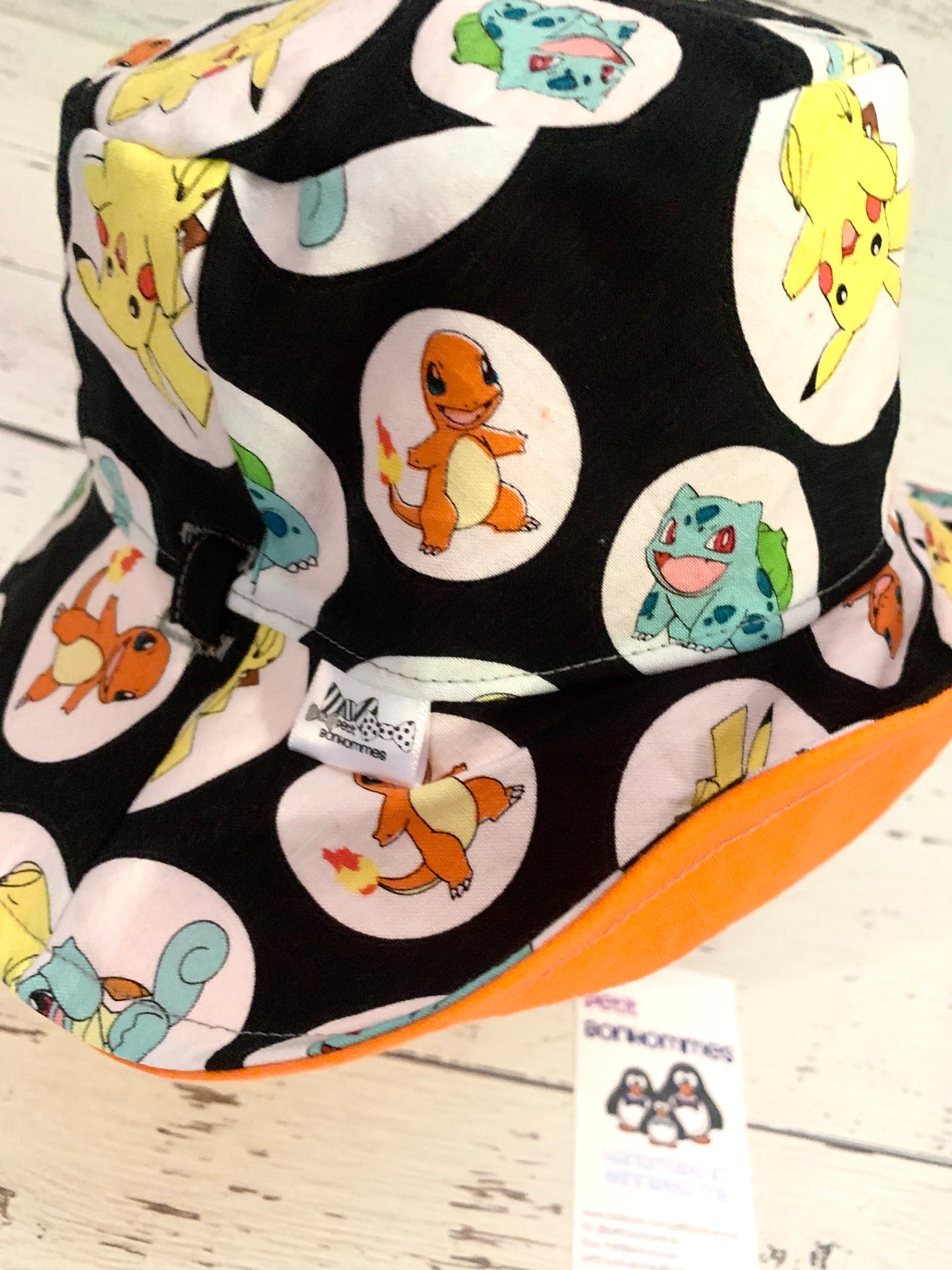 Bucket Hat - Pokemon Starters on Black