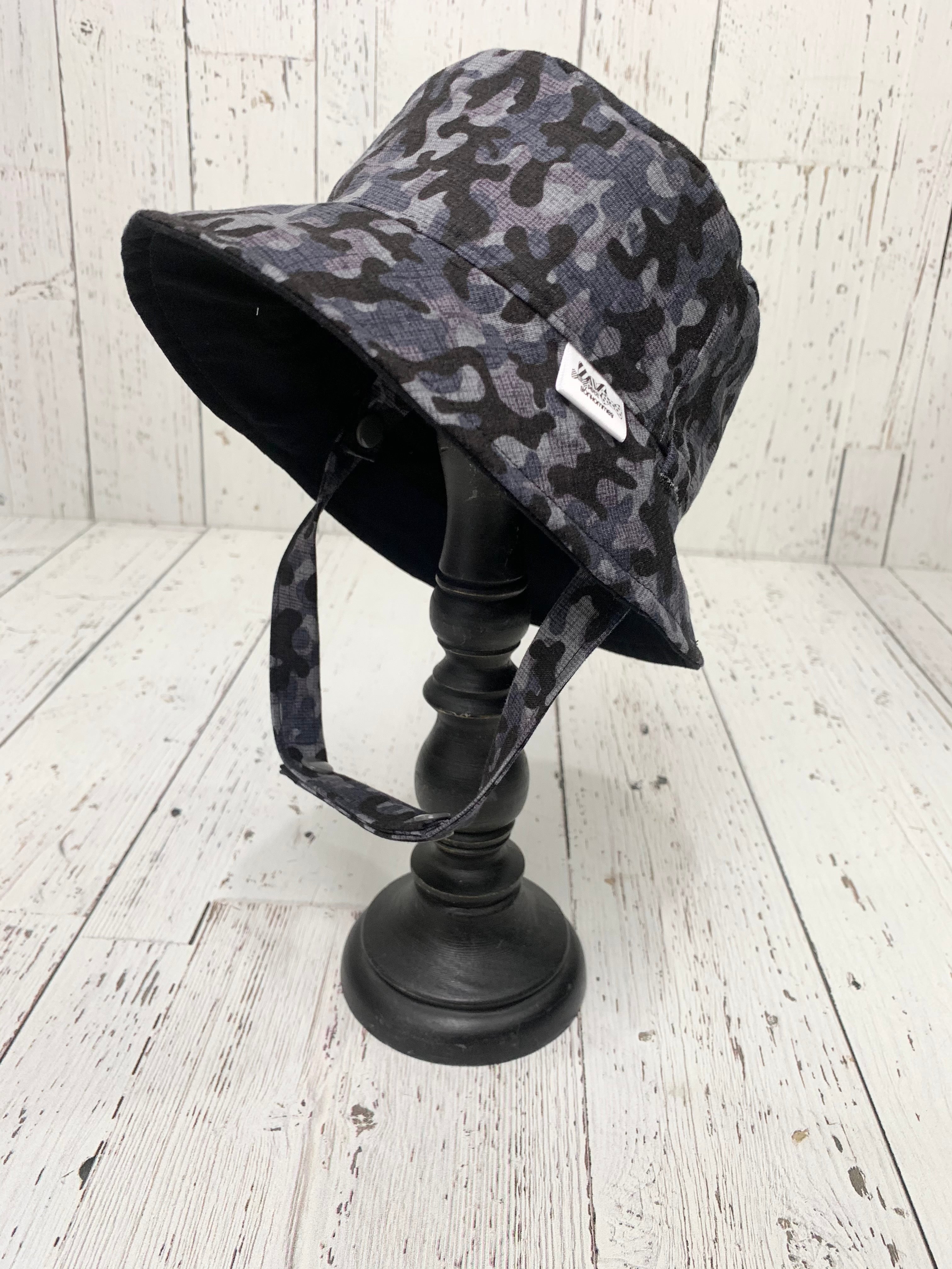 Bucket Hat Black Grey Camo