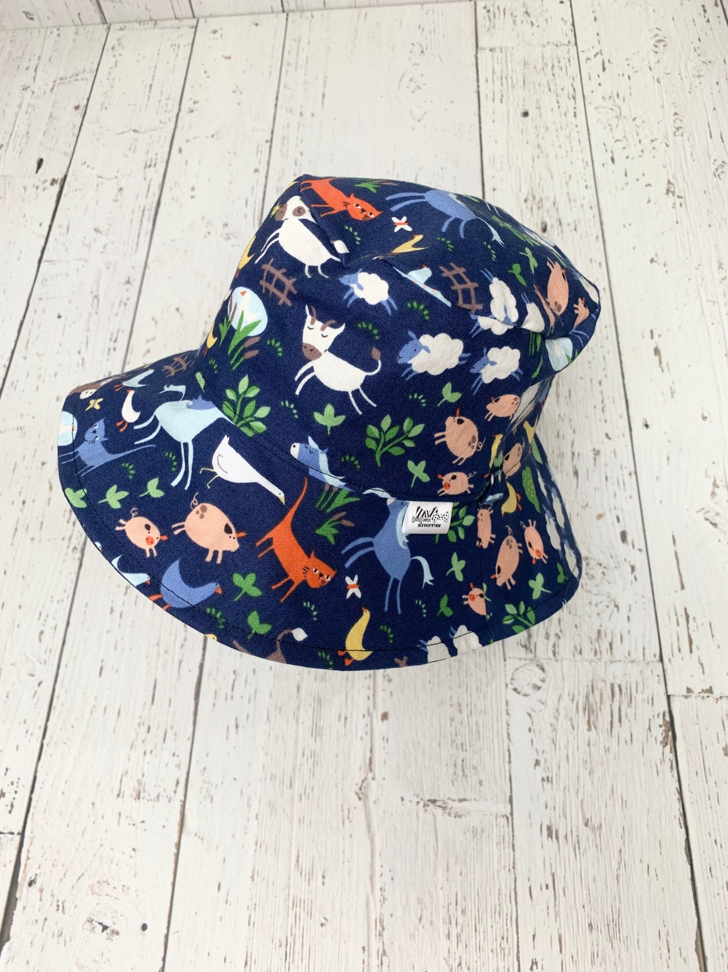 Bucket Hat - Farm Animals on Navy