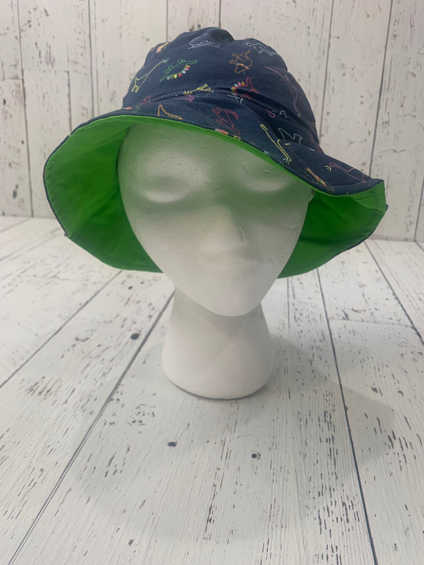 Bucket Hat - Rainbow Dinosaurs on Navy