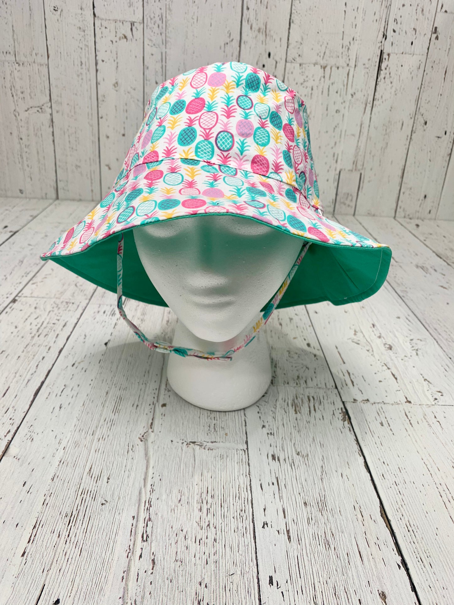 Bucket Hat - Teal Pink Pineapples