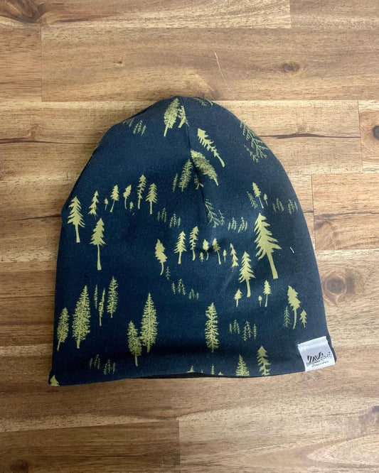 Slouchy Toque - Navy Gold Tree Silhouette