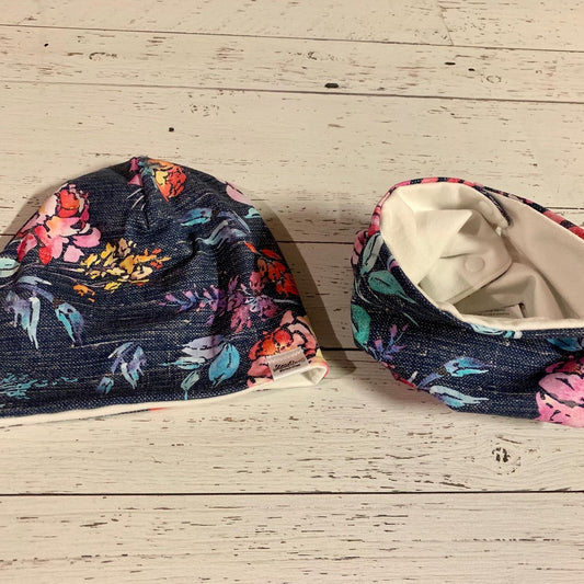 Slouchy Toque - Denim Floral