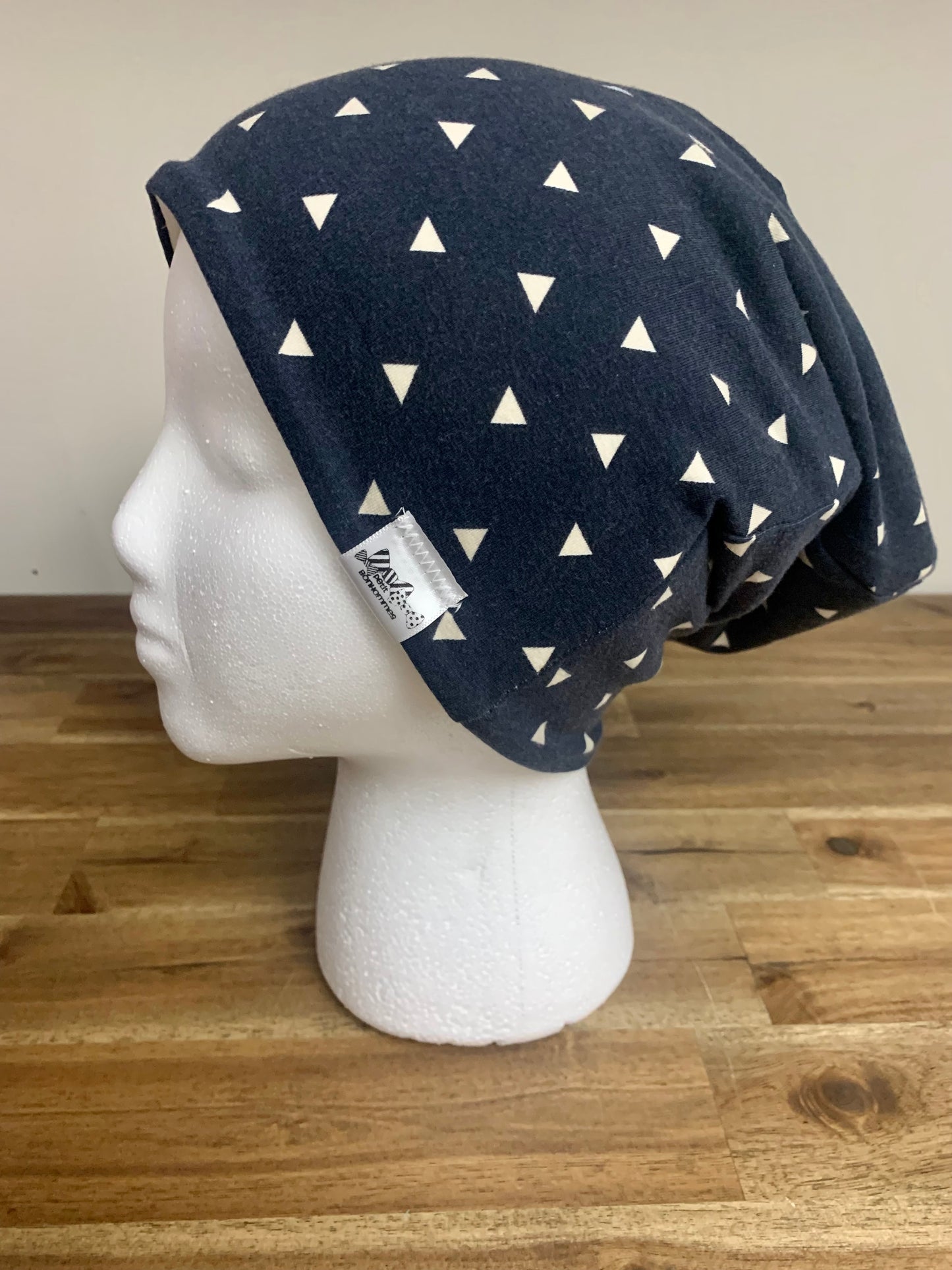 Slouchy Toque - Navy Triangles