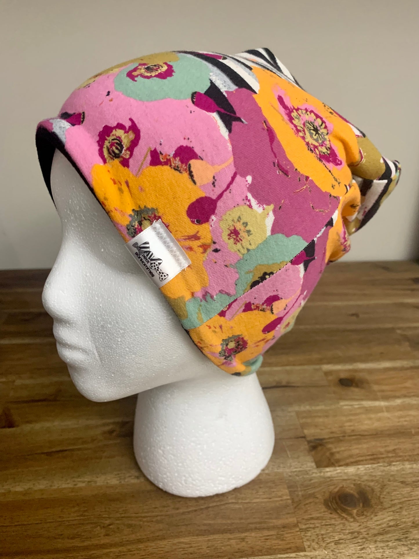 Slouchy Toque - Floral Stripe