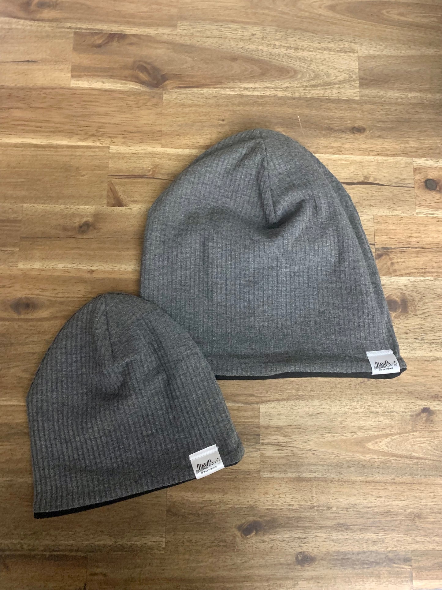 Slouchy Toque - Grey Rib Knit