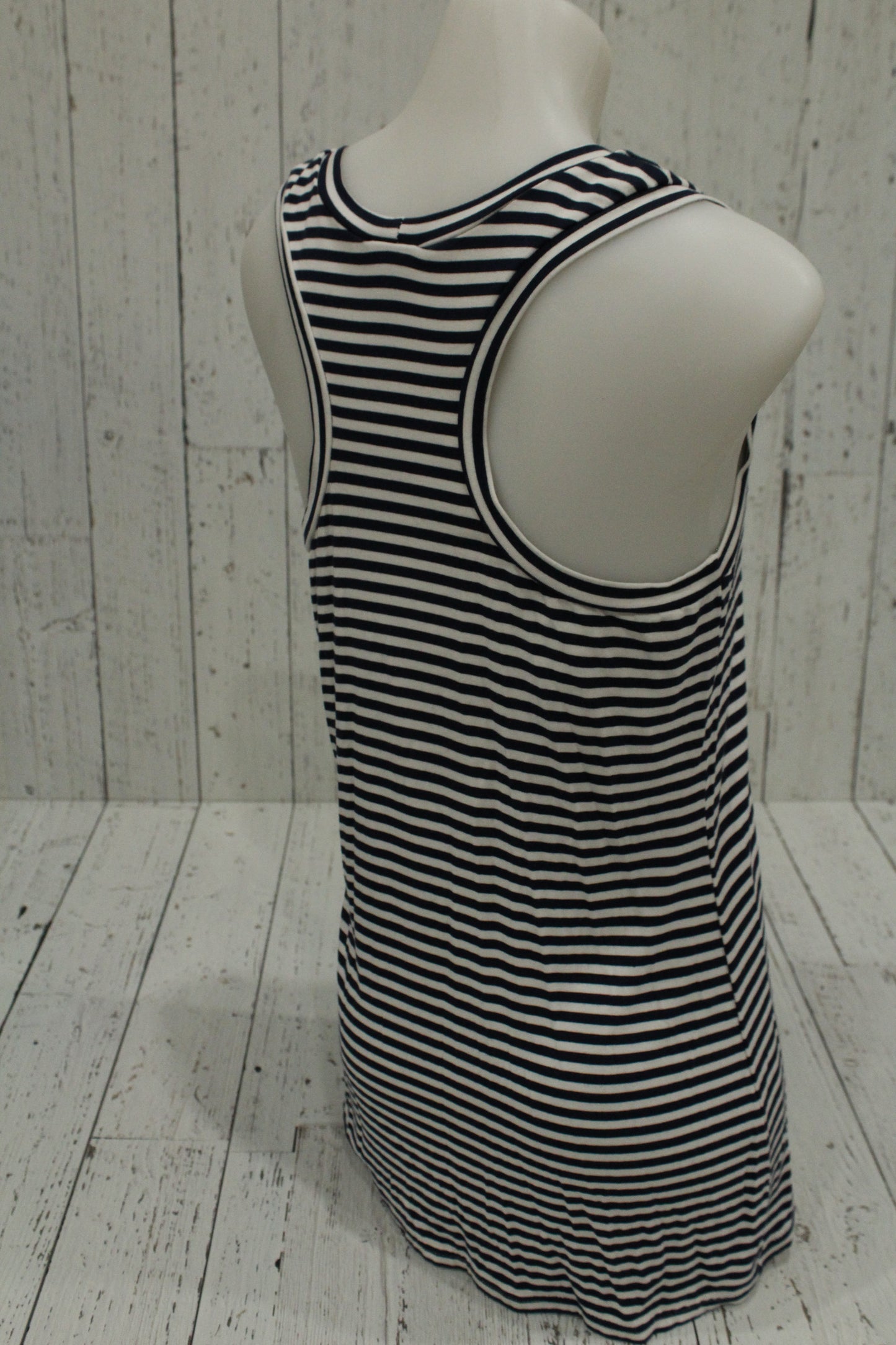 Bamboo Women's Racerback Tank Top - Midnight Navy/White Stripe